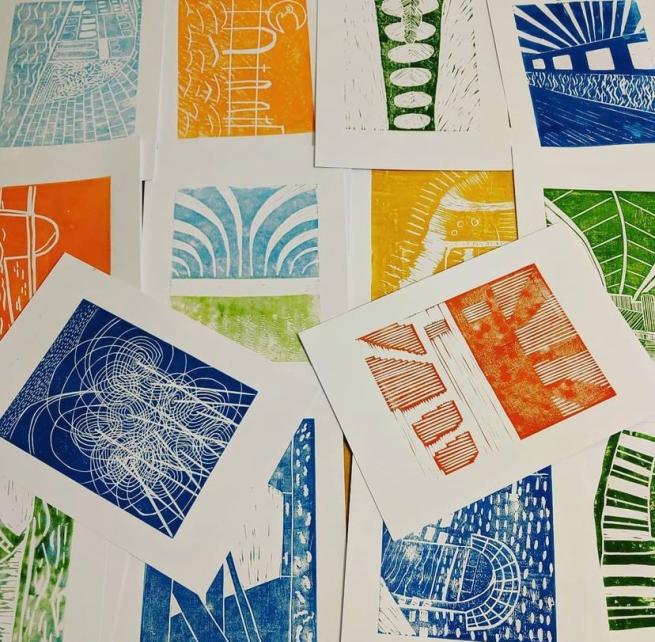 A selection of lino prints