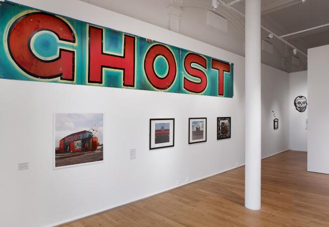 Peter Michell Nothing Lasts Forever Leeds Art Galery 2024 photo by Michael Pollard image with Ghost Train lettering