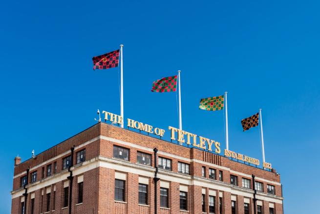 Image shows the outside of the iconic tetley building in Leeds.