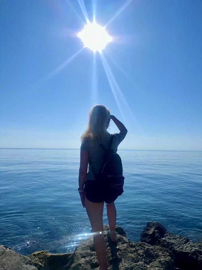 A woman looking out to sea