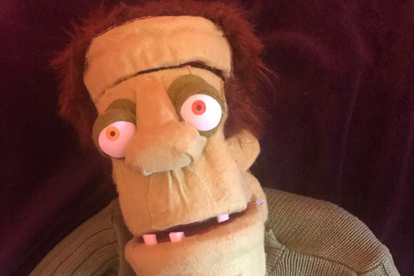 A Frankenstein puppet character