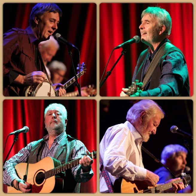 A collage of images of members of The Dublin Legends performing.