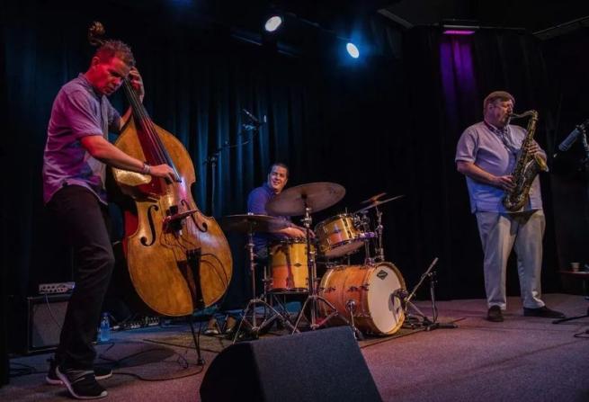 Bassist Dan Loomis, with Ernesto Cervini on drums and bandleader Joel Frahm