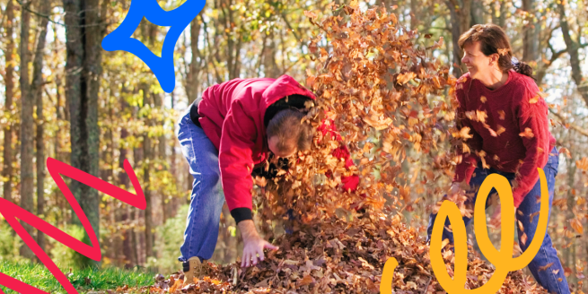 playing in fallen leaves