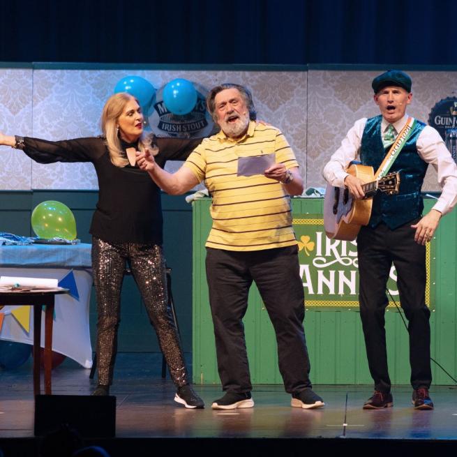 Production show from Irish Annie's with the cast on stage.