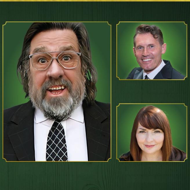 Promotional image for Irish Annie's featuring headshots of Ricky Tomlinson, Asa Murphy and Lynn Francis.