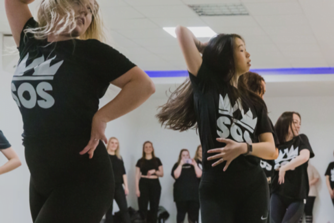 A group of women dancing