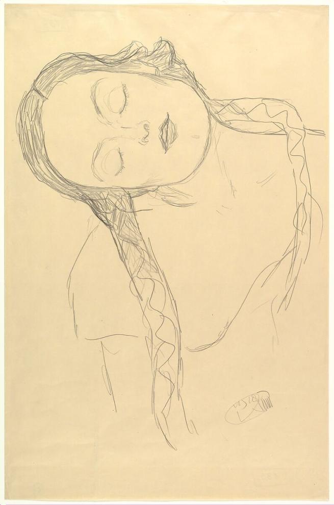 Half-figure of a Young Woman by Gustav Klimt