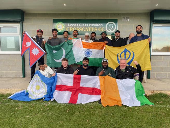 The colours of Crossgates – the flags of the countries and regions represented by the members of Crossgates Cricket Club.