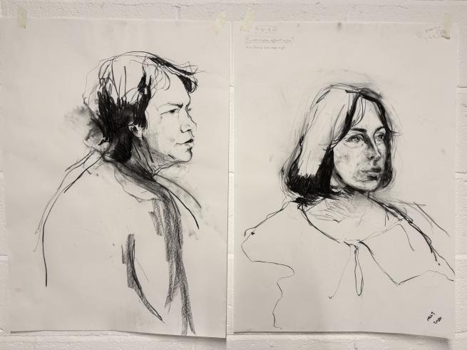 two charcoal portraits