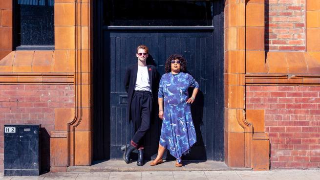 (L-R) Alex Mitchell, Silent Uproar artistic director, and Cheryl Martin, artistic director of Red Ladder Theatre Company, Leeds, 2026. Image: Mark Ratcliffe