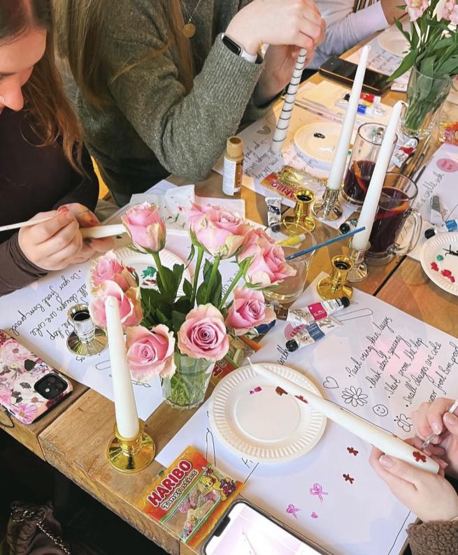 Users painting candles.