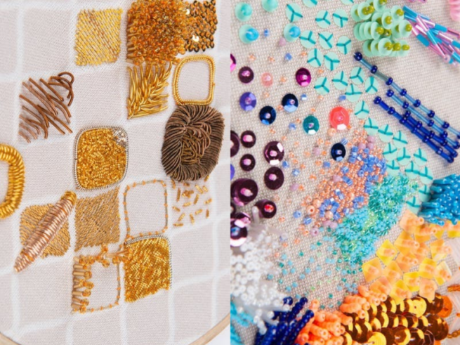 Close ups of some beaded textiles