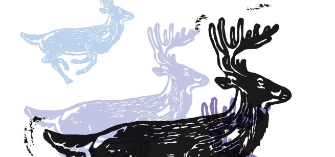 Image of a lino printed deer.