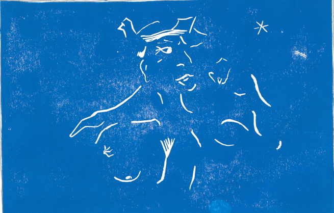 Hand-painted poster on a white background.