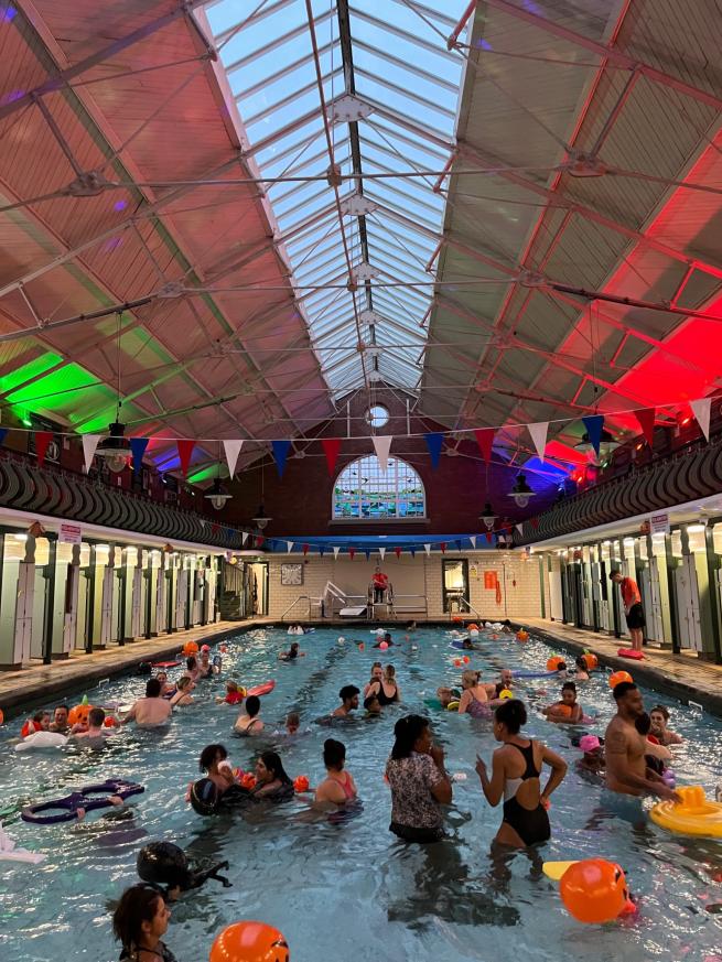 Pool with coloured lighting 