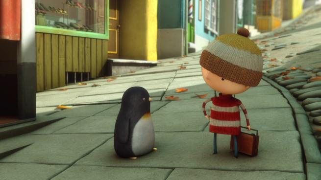 Boy and penguin