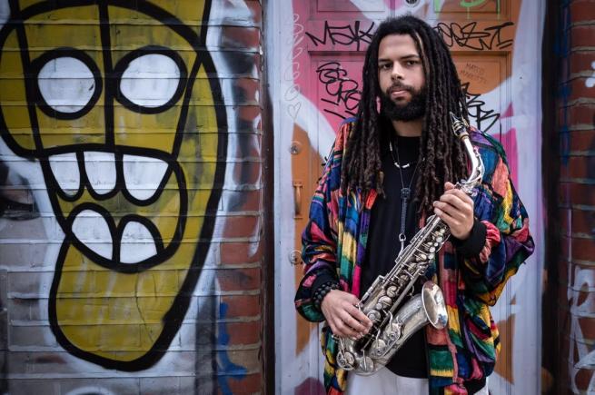 Donovan Haffner with saxophone 