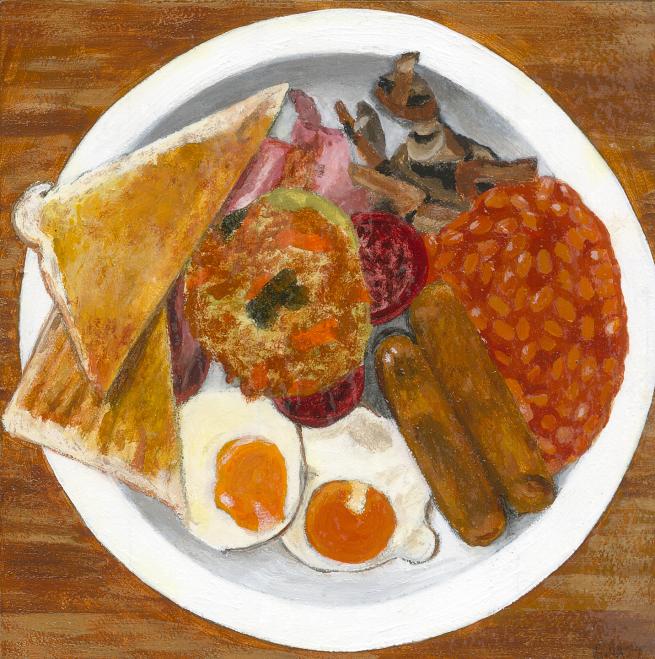 Painting of a full breakfast