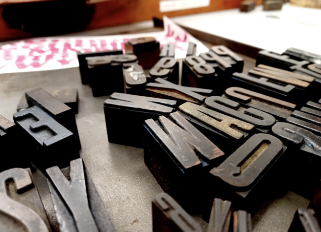 A variety of letterpress type
