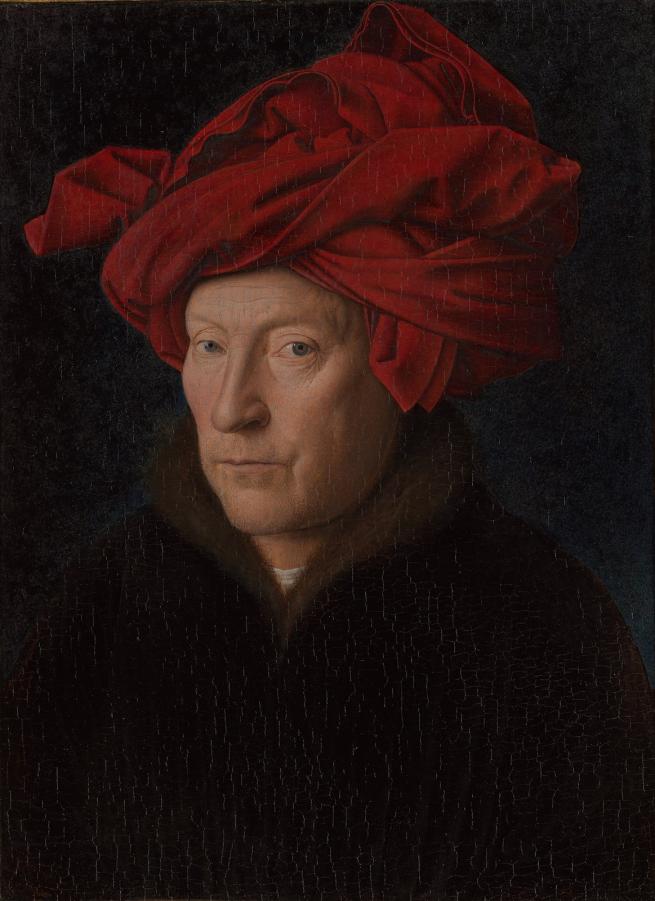 Jan van Eyck, Portrait of a Man (Self Portrait?), 1433. Oil on oak. The National Gallery, London.