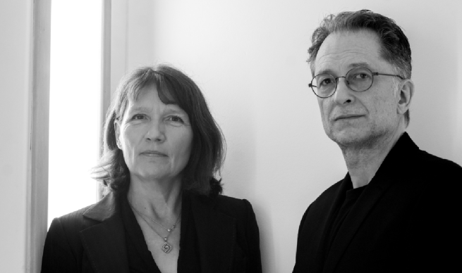 Black and White portrait of two musicians, they are not holding any instruments