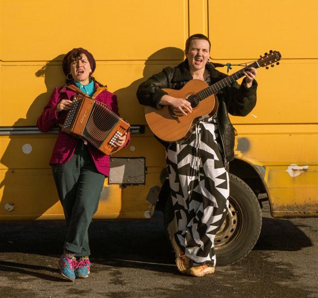 Singers Lucy and Hazel sharing the gift of song.