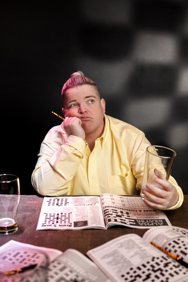 KIm Blythe solving puzzles