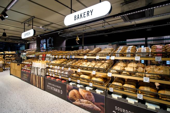 colour photograph of the bakery counter in an M&S store