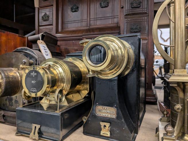 A shelf with old cameras on from Leeds Discovery Centre's collection store