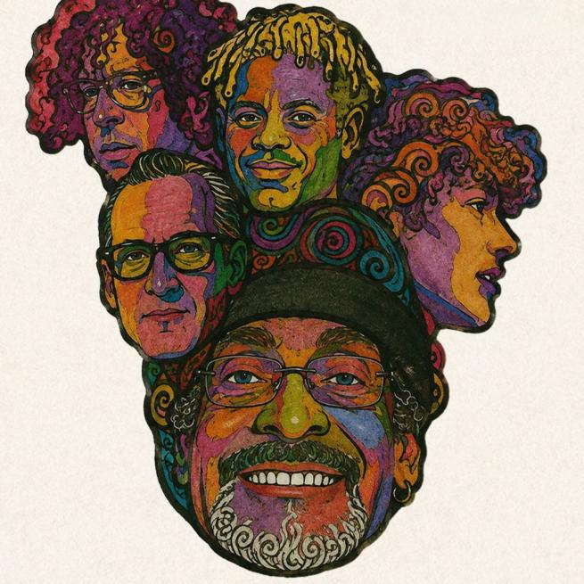 Illustrated image of five colourful faces joined together as one.