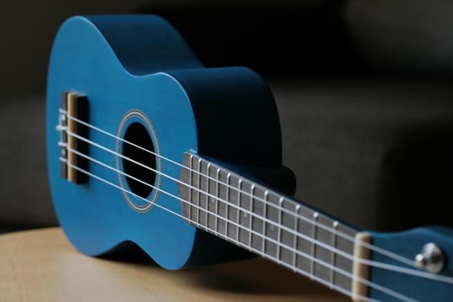 A blue ukulele