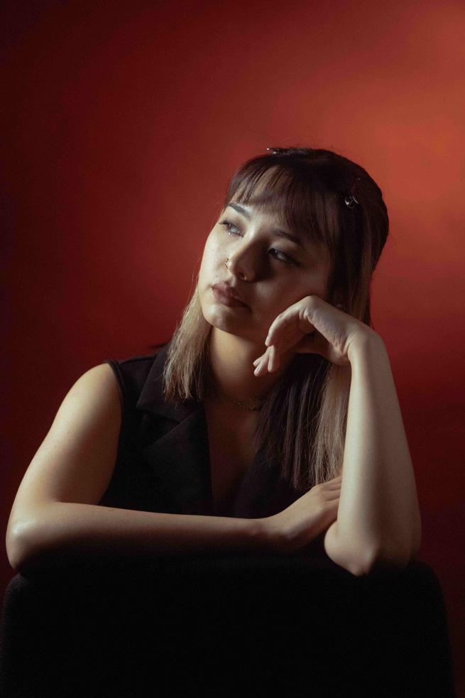 Artful portrait of artist Gemma Lu Cai 