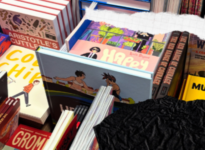 piles of hard back comics