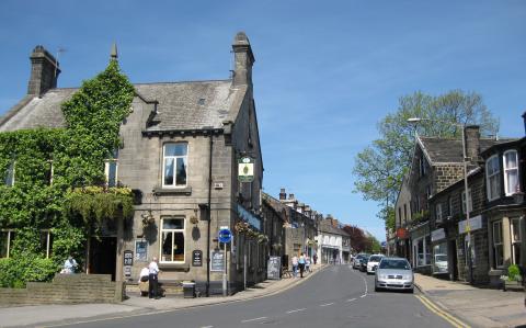 Photo of Horsforth Town Street, Pub on the left with ivy growing on it
