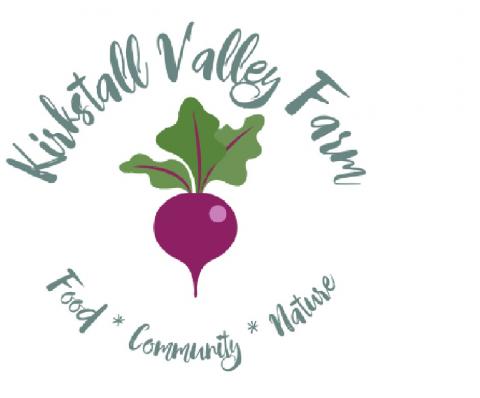 Picture of beetroot with text above saying Kirkstall Valley Farm, text below saying Food, Community, Nature