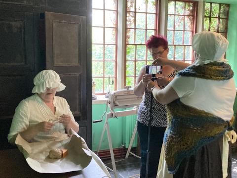 Janet Alexander and Katie Rowley filming Trouble at Mill