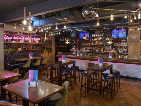 Inside Banyan Leeds, a stylish and vibrant bar beautifully decorated