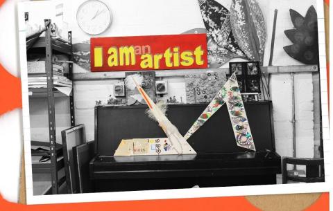 I am an artist: Pyramid ticks, formed from Pyramid's logo and designed by Visioning Group members, were photographed around Barkston House in Holbeck. Photo courtesy of Pyramid's Visioning Group. 