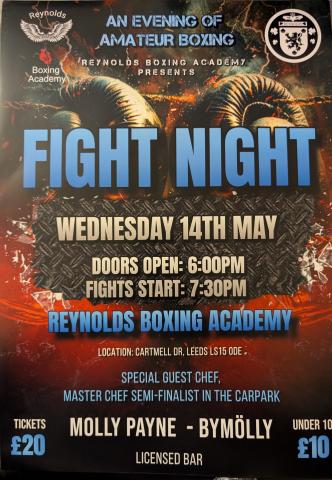Fight Night poster for Reynolds Boxing Academy event