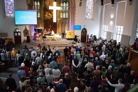 Church congregation at St George's Church in Leeds