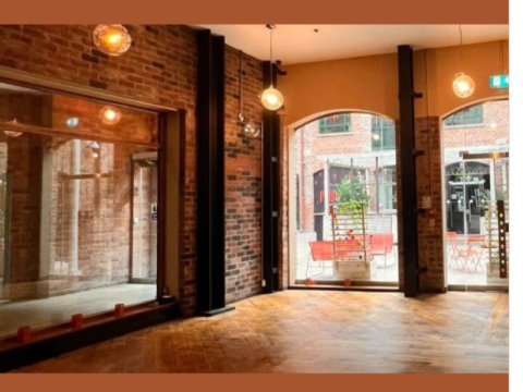 yoga studio with large windows