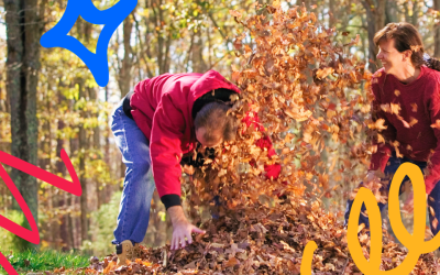 playing in fallen leaves