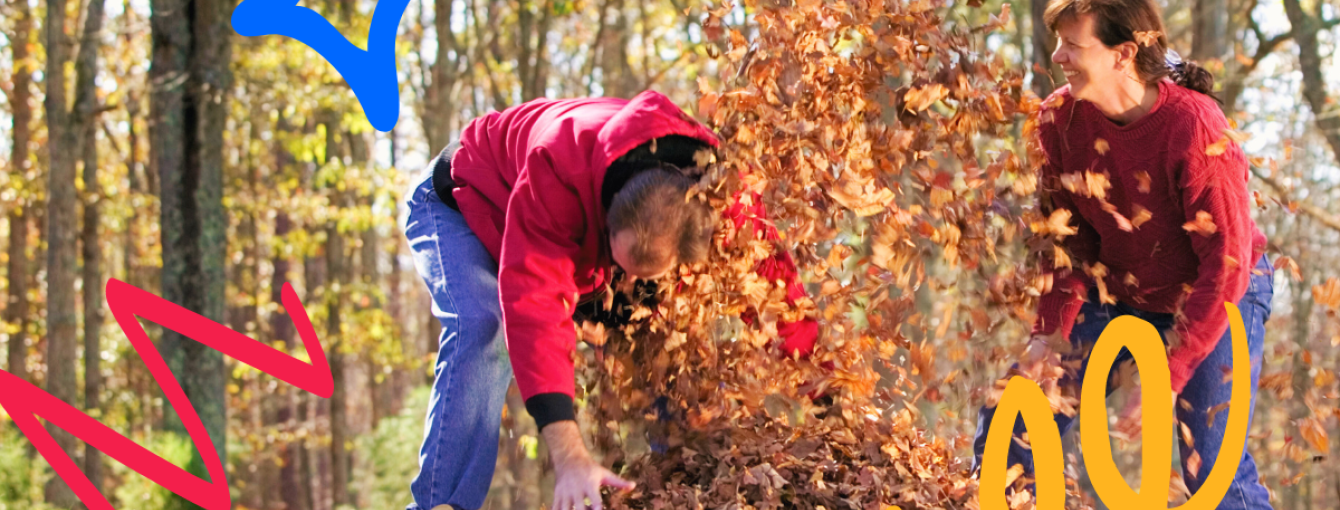 playing in fallen leaves